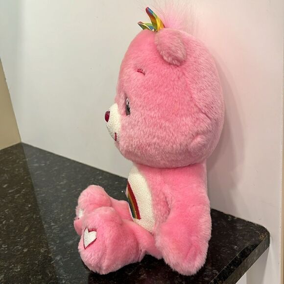 Care Bears Rose Pink   Cheer Bear Rainbow Belly Plush 15 Inch - Picture 5 of 12